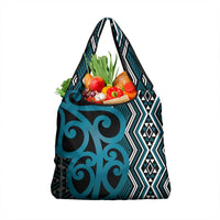 Maori Taniko Patterns Grocery Bag Azure Patiki Motifs Mix Whakairo Ngaru