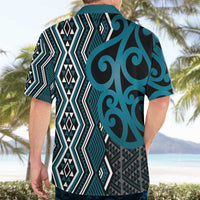 Maori Taniko Patterns Hawaiian Shirt Azure Patiki Motifs Mix Whakairo Ngaru LT7 - Polynesian Pride