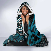 Maori Taniko Patterns Hooded Blanket Azure Patiki Motifs Mix Whakairo Ngaru LT7 - Polynesian Pride