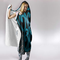 Maori Taniko Patterns Hooded Blanket Azure Patiki Motifs Mix Whakairo Ngaru LT7 - Polynesian Pride