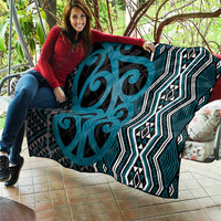 Maori Taniko Patterns Quilt Azure Patiki Motifs Mix Whakairo Ngaru