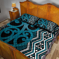 Maori Taniko Patterns Quilt Bed Set Azure Patiki Motifs Mix Whakairo Ngaru LT7 - Polynesian Pride