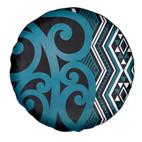 Maori Taniko Patterns Spare Tire Cover Azure Patiki Motifs Mix Whakairo Ngaru
