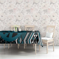 Maori Taniko Patterns Tablecloth Azure Patiki Motifs Mix Whakairo Ngaru LT7 - Polynesian Pride