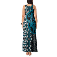 Maori Taniko Patterns Tank Maxi Dress Azure Patiki Motifs Mix Whakairo Ngaru LT7 - Polynesian Pride