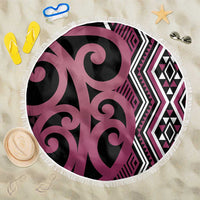 Maori Taniko Patterns Beach Blanket Pink Patiki Motifs Mix Whakairo Ngaru LT7 One Size 150cm Pink - Polynesian Pride