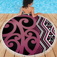 Maori Taniko Patterns Beach Blanket Pink Patiki Motifs Mix Whakairo Ngaru LT7 - Polynesian Pride