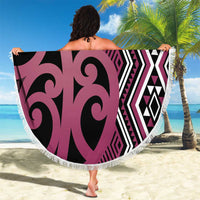 Maori Taniko Patterns Beach Blanket Pink Patiki Motifs Mix Whakairo Ngaru LT7 - Polynesian Pride