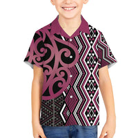 Maori Taniko Patterns Hawaiian Shirt Pink Patiki Motifs Mix Whakairo Ngaru LT7 - Polynesian Pride