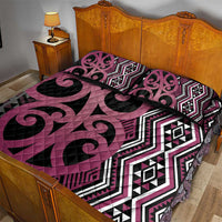 Maori Taniko Patterns Quilt Bed Set Pink Patiki Motifs Mix Whakairo Ngaru LT7 - Polynesian Pride
