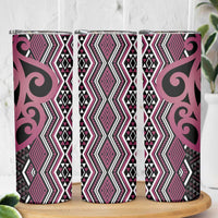 Maori Taniko Patterns Skinny Tumbler Pink Patiki Motifs Mix Whakairo Ngaru