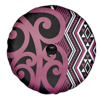 Maori Taniko Patterns Spare Tire Cover Pink Patiki Motifs Mix Whakairo Ngaru