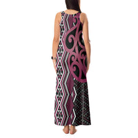 Maori Taniko Patterns Tank Maxi Dress Pink Patiki Motifs Mix Whakairo Ngaru LT7 - Polynesian Pride
