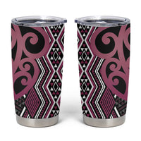 Maori Taniko Patterns Tumbler Cup Pink Patiki Motifs Mix Whakairo Ngaru LT7 Pink - Polynesian Pride