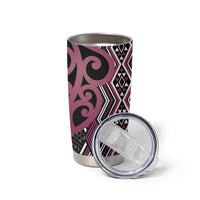 Maori Taniko Patterns Tumbler Cup Pink Patiki Motifs Mix Whakairo Ngaru LT7 - Polynesian Pride