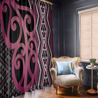 Maori Taniko Patterns Window Curtain Pink Patiki Motifs Mix Whakairo Ngaru LT7 - Polynesian Pride