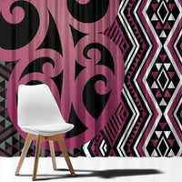 Maori Taniko Patterns Window Curtain Pink Patiki Motifs Mix Whakairo Ngaru LT7 - Polynesian Pride