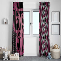 Maori Taniko Patterns Window Curtain Pink Patiki Motifs Mix Whakairo Ngaru LT7 - Polynesian Pride