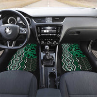 Maori Taniko Patterns Car Mats Pounamu Patiki Motifs Mix Whakairo Ngaru LT7 Set 2pcs - Front Green - Polynesian Pride