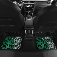 Maori Taniko Patterns Car Mats Pounamu Patiki Motifs Mix Whakairo Ngaru LT7 Set 2pcs - Back Green - Polynesian Pride