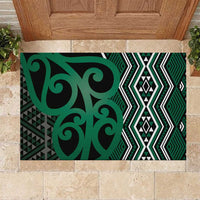 Maori Taniko Patterns Rubber Doormat Pounamu Patiki Motifs Mix Whakairo Ngaru LT7 Green - Polynesian Pride
