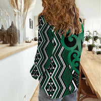 Maori Taniko Patterns Women Casual Shirt Pounamu Patiki Motifs Mix Whakairo Ngaru