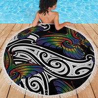 Aotearoa Takatapui Pride Beach Blanket Rainbow Butterfly - Free To Love LT7 - Polynesian Pride