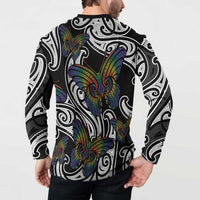 Aotearoa Takatapui Pride Button Sweatshirt Rainbow Butterfly - Free To Love LT7 - Polynesian Pride