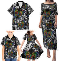 Aotearoa Takatapui Pride Family Matching Puletasi and Hawaiian Shirt Rainbow Butterfly - Free To Love