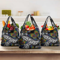 Aotearoa Takatapui Pride Grocery Bag Rainbow Butterfly - Free To Love LT7 3-pack One Size Black - Polynesian Pride