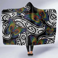 Aotearoa Takatapui Pride Hooded Blanket Rainbow Butterfly - Free To Love LT7 One Size Black - Polynesian Pride
