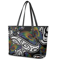 Aotearoa Takatapui Pride Leather Tote Bag Rainbow Butterfly - Free To Love