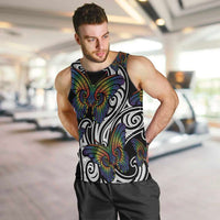 Aotearoa Takatapui Pride Men Tank Top Rainbow Butterfly - Free To Love LT7 Black - Polynesian Pride