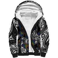 Aotearoa Takatapui Pride Sherpa Hoodie Rainbow Butterfly - Free To Love LT7 Unisex Black - Polynesian Pride
