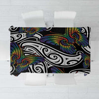 Aotearoa Takatapui Pride Tablecloth Rainbow Butterfly - Free To Love LT7 Black - Polynesian Pride