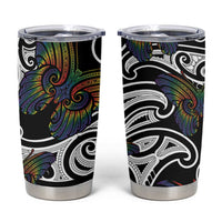 Aotearoa Takatapui Pride Tumbler Cup Rainbow Butterfly - Free To Love LT7 Black - Polynesian Pride