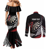 New Zealand Darts Personalised Couples Matching Mermaid Dress and Long Sleeve Button Shirt Silver Fern Dynamic