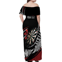 New Zealand Darts Personalised Off Shoulder Maxi Dress Silver Fern Dynamic
