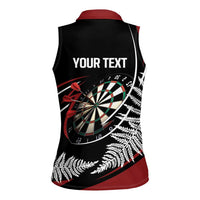 New Zealand Darts Personalised Women Sleeveless Polo Shirt Silver Fern Dynamic