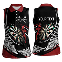 New Zealand Darts Personalised Women Sleeveless Polo Shirt Silver Fern Dynamic