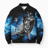 Maori Matariki Te Araroa Paikea Starry Bomber Puffer Jacket Tangaroa Whakatauki LT7 Unisex Black - Polynesian Pride