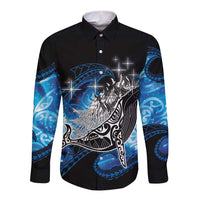 Maori Matariki Te Araroa Paikea Starry Long Sleeve Button Shirt Tangaroa Whakatauki LT7 Unisex Black - Polynesian Pride