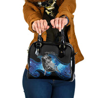 Maori Matariki Te Araroa Paikea Starry Shoulder Handbag Tangaroa Whakatauki LT7 One Size Black - Polynesian Pride