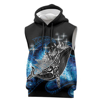 Maori Matariki Te Araroa Paikea Starry Sleeveless Hoodie Tangaroa Whakatauki LT7 Black - Polynesian Pride