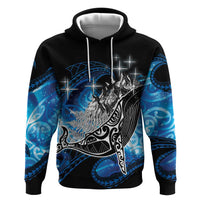 Maori Matariki Te Araroa Paikea Starry Zip Hoodie Tangaroa Whakatauki LT7 Pullover Hoodie Black - Polynesian Pride