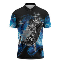 Maori Matariki Te Araroa Paikea Starry Zipper Polo Shirt Tangaroa Whakatauki