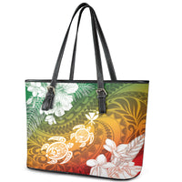 Kanaka Maoli Hawaii Flag Day Leather Tote Bag Vibrant Frangipani