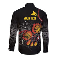 Personalized Papua New Guinea Milne Bay Long Sleeve Button Shirt Bagi Necklace Mix Lime Pot Grunge