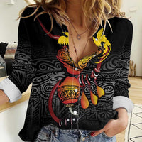 Personalized Papua New Guinea Milne Bay Women Casual Shirt Bagi Necklace Mix Lime Pot Grunge
