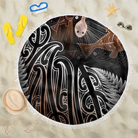 Aotearoa Maori - Australia Indigenous Beach Blanket Koiri Whakairo Mix Aboriginal Art LT7 One Size 150cm Brown - Polynesian Pride